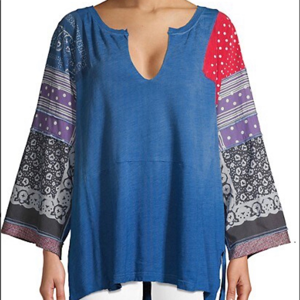 Free People Shibuya Patchwork Sleeve Tunic